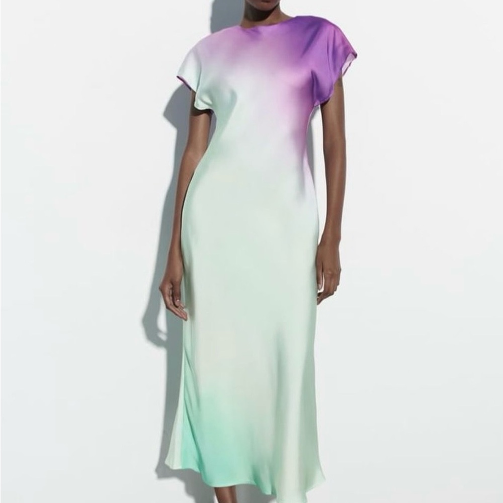 Zara Ombré Lilac & Mint Midi Dress – New With Tags